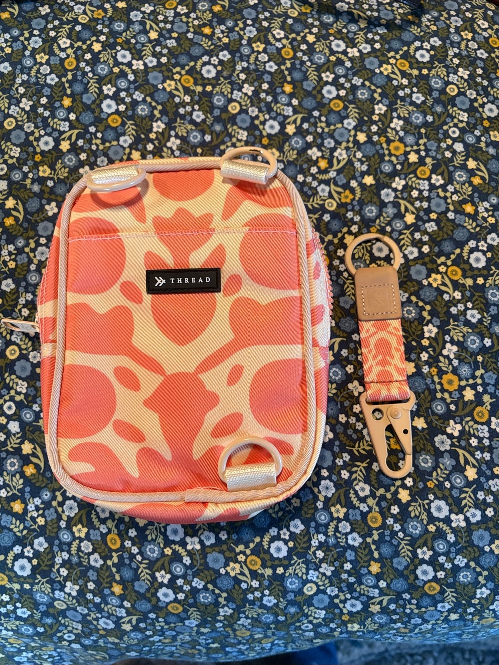 Thread for Free People Coral over Shoulder Bag with Matching Key Fob